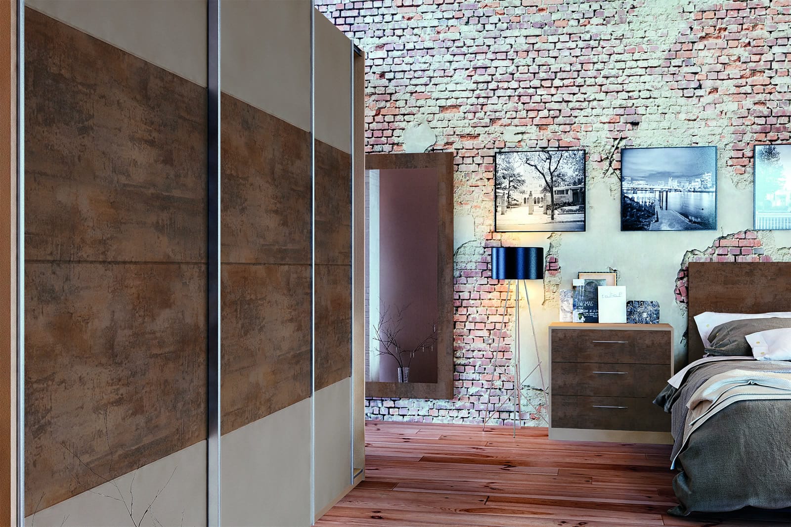 Wardrobe Doors Urban Stone Grey Brown Metallo Sml